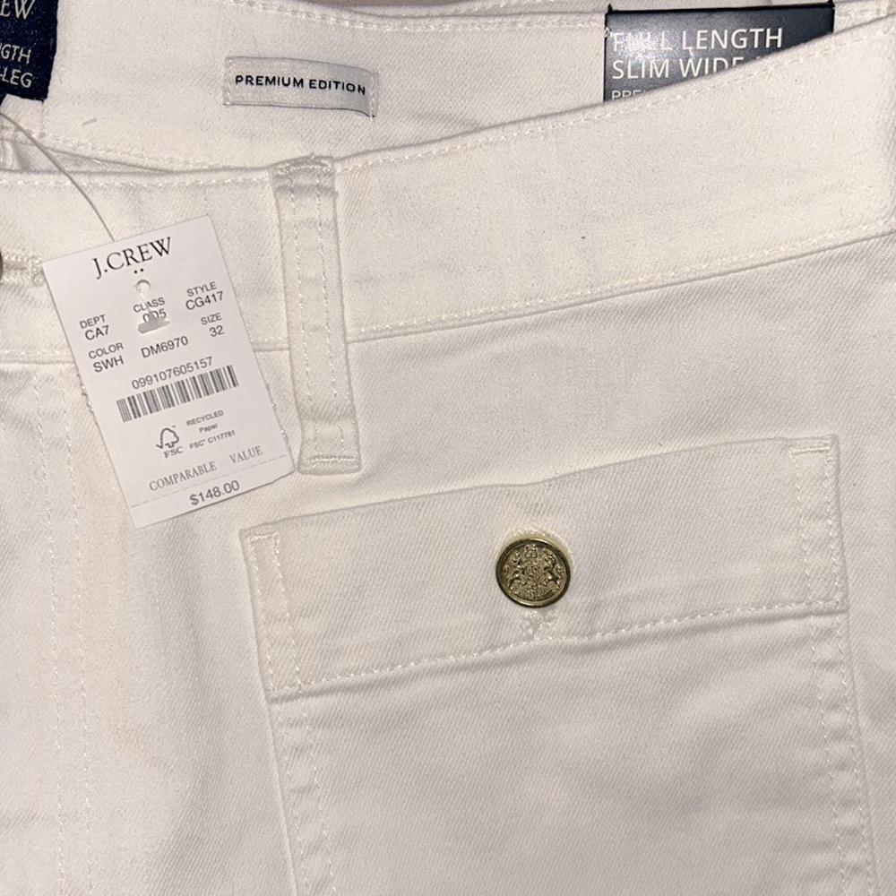 NWT J Crew Factory Slim wide-leg sailor jean in all-day stretch Seashell White - Picture 3 of 12